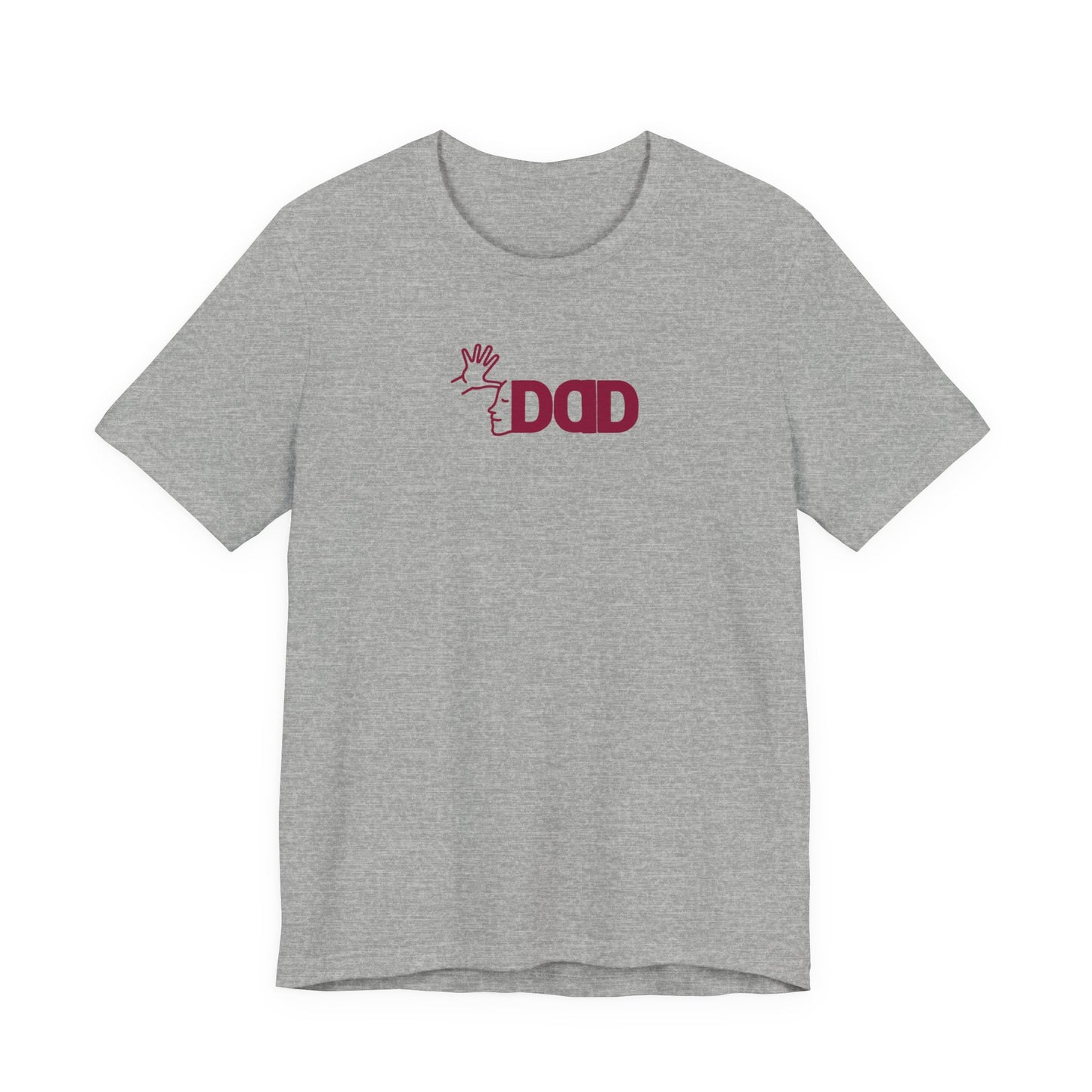 DAD in American Sign Language (Dark RED decal) Unisex Jersey Short Sleeve Tee