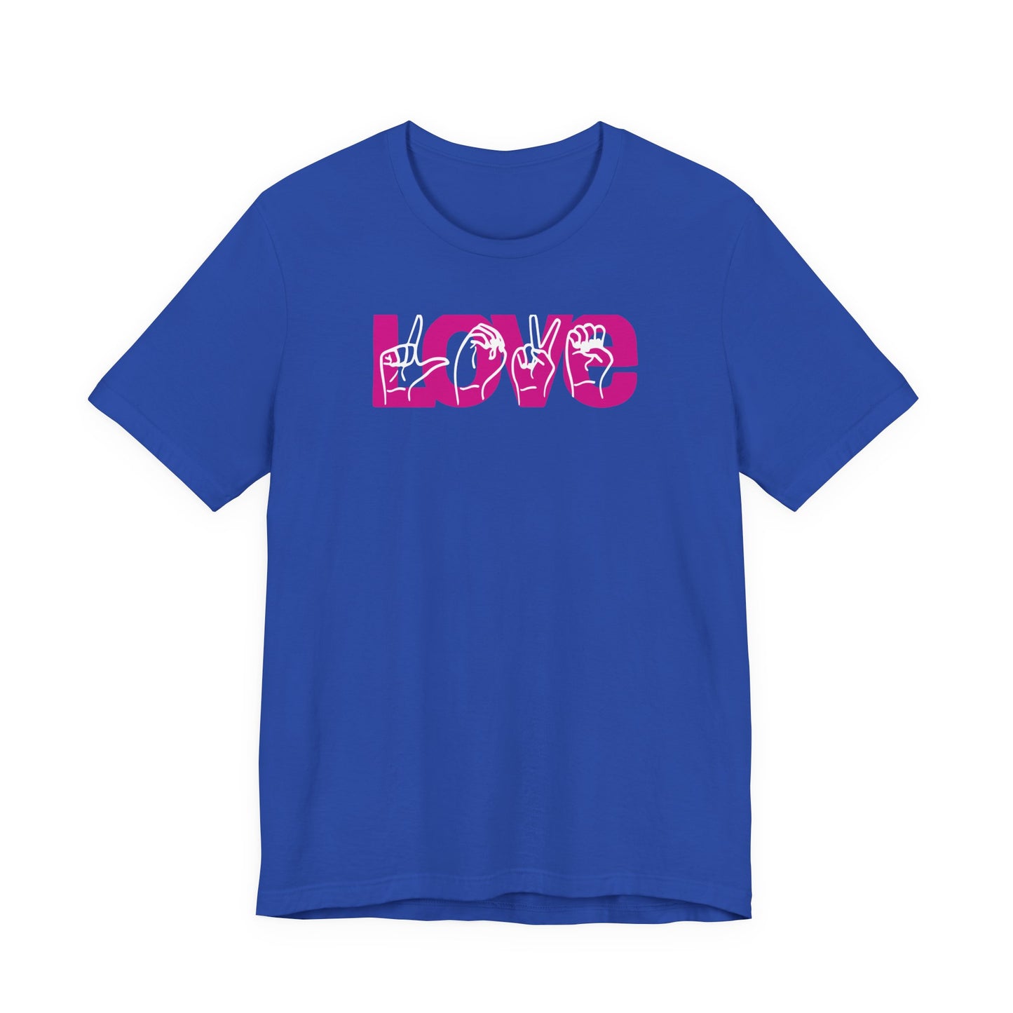 LOVE (2-tone) in American Sign Language (ASL), Unisex Jersey Short Sleeve Tee