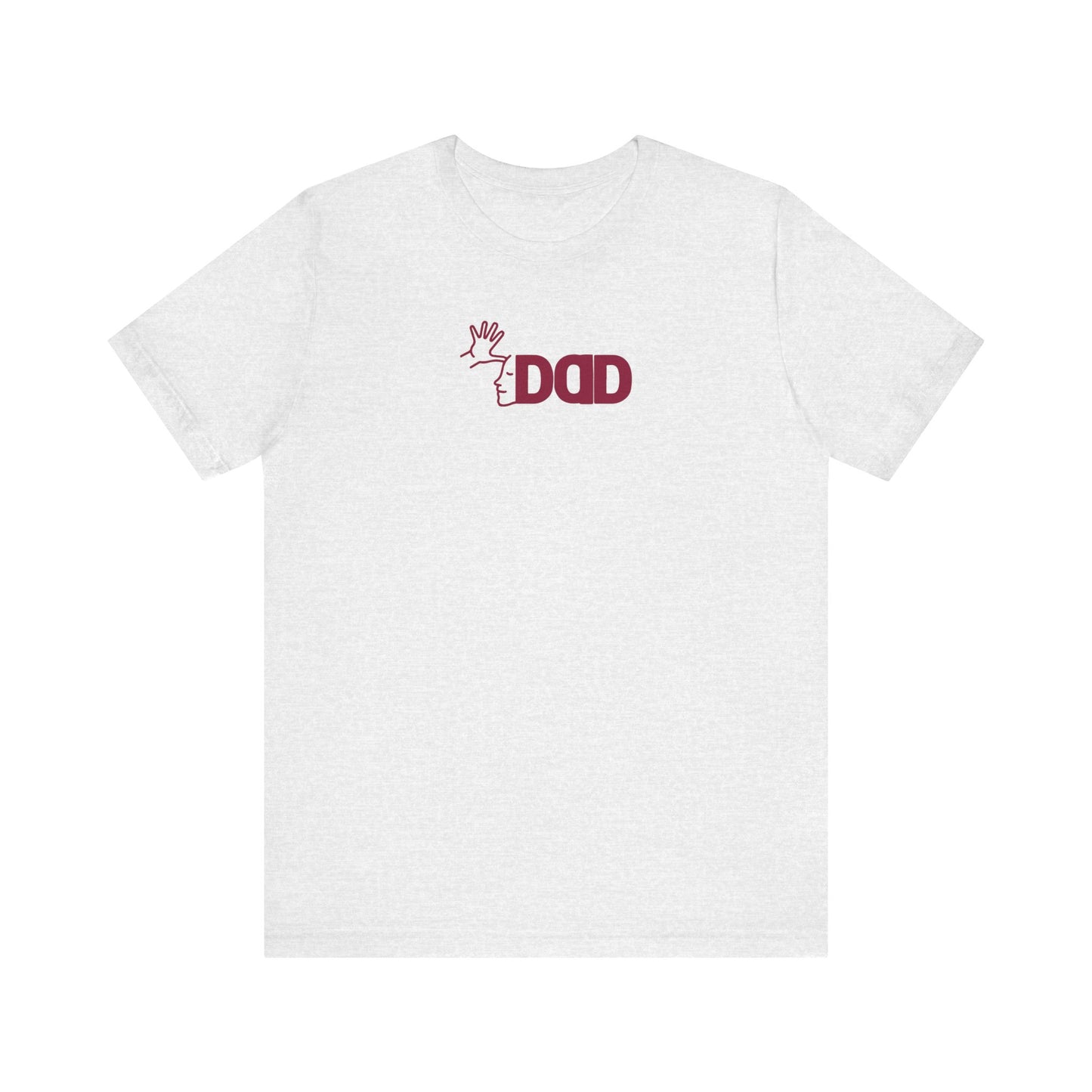 DAD in American Sign Language (Dark RED decal) Unisex Jersey Short Sleeve Tee