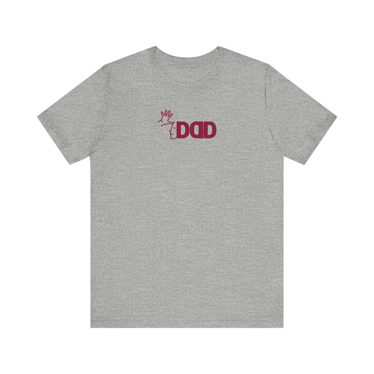DAD in American Sign Language (Dark RED decal) Unisex Jersey Short Sleeve Tee