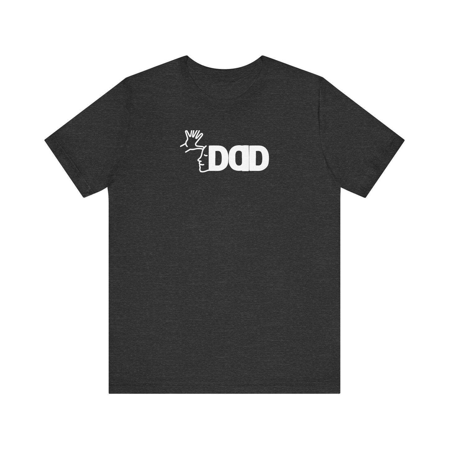 DAD in American Sign Language (WHITE decal) Unisex Jersey Short Sleeve Tee