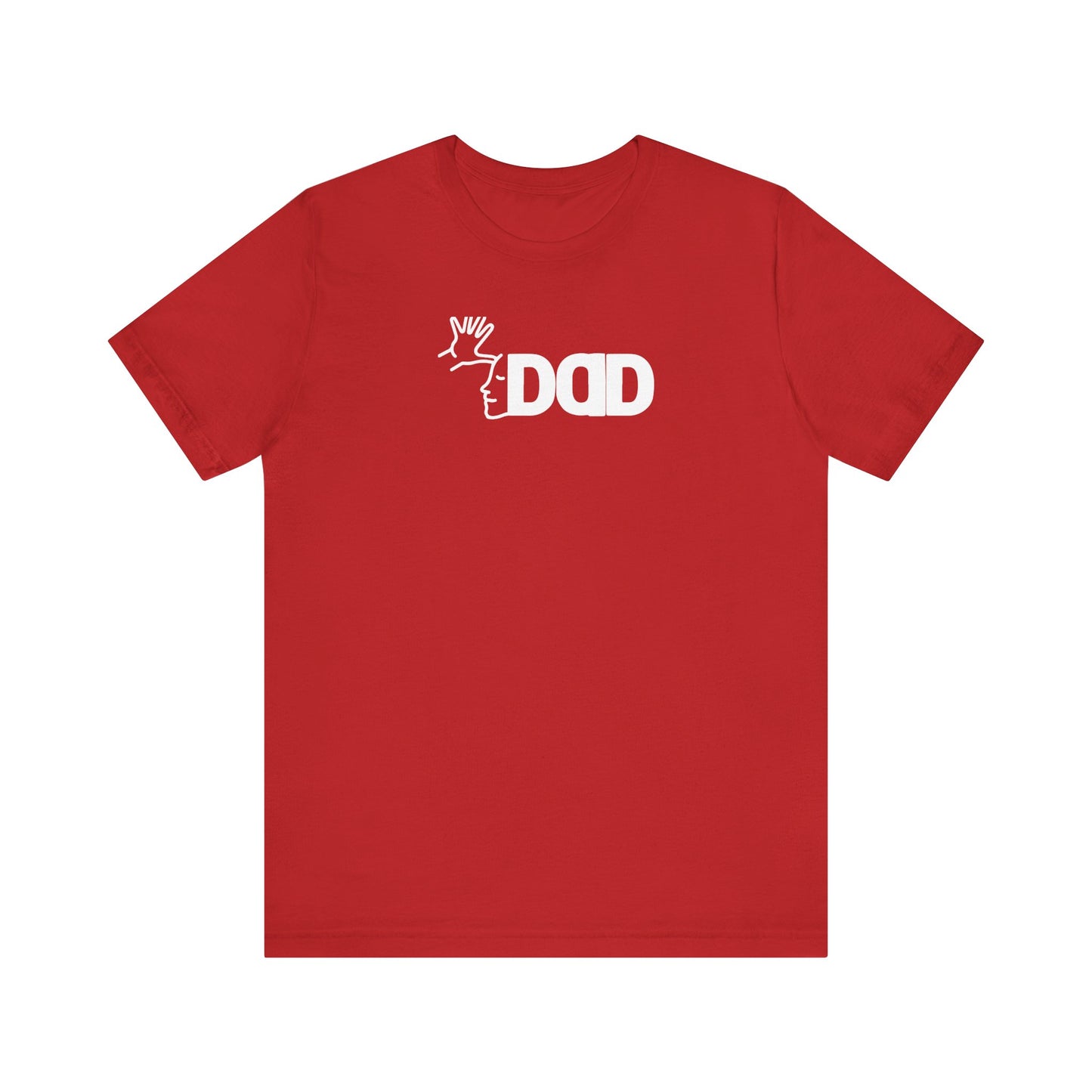 DAD in American Sign Language (WHITE decal) Unisex Jersey Short Sleeve Tee