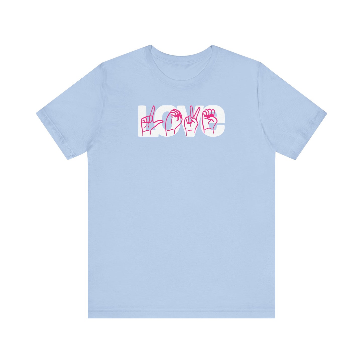 LOVE (2-tone) in American Sign Language (ASL), Unisex Jersey Short Sleeve Tee