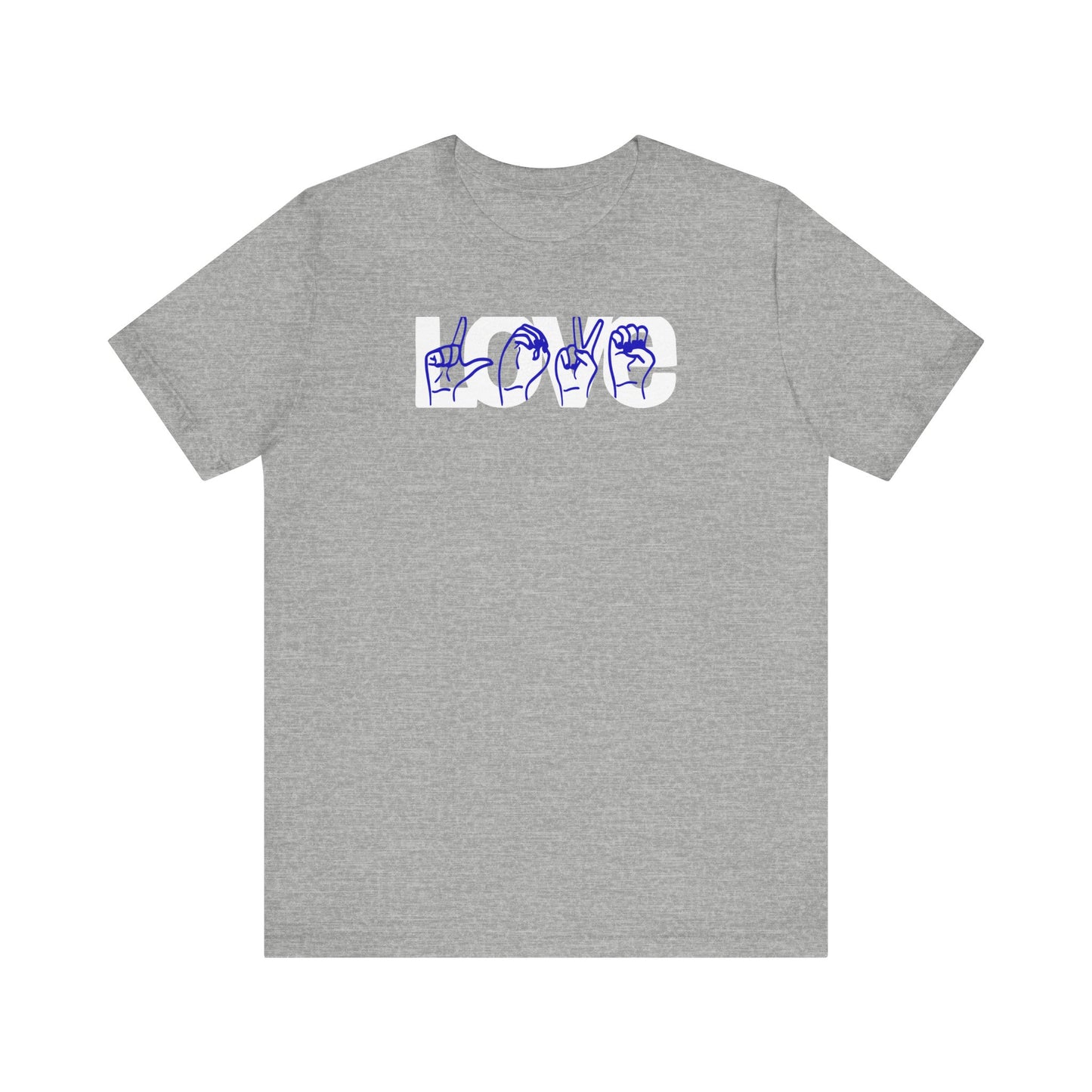 LOVE (2-tone) in American Sign Language (ASL), Unisex Jersey Short Sleeve Tee