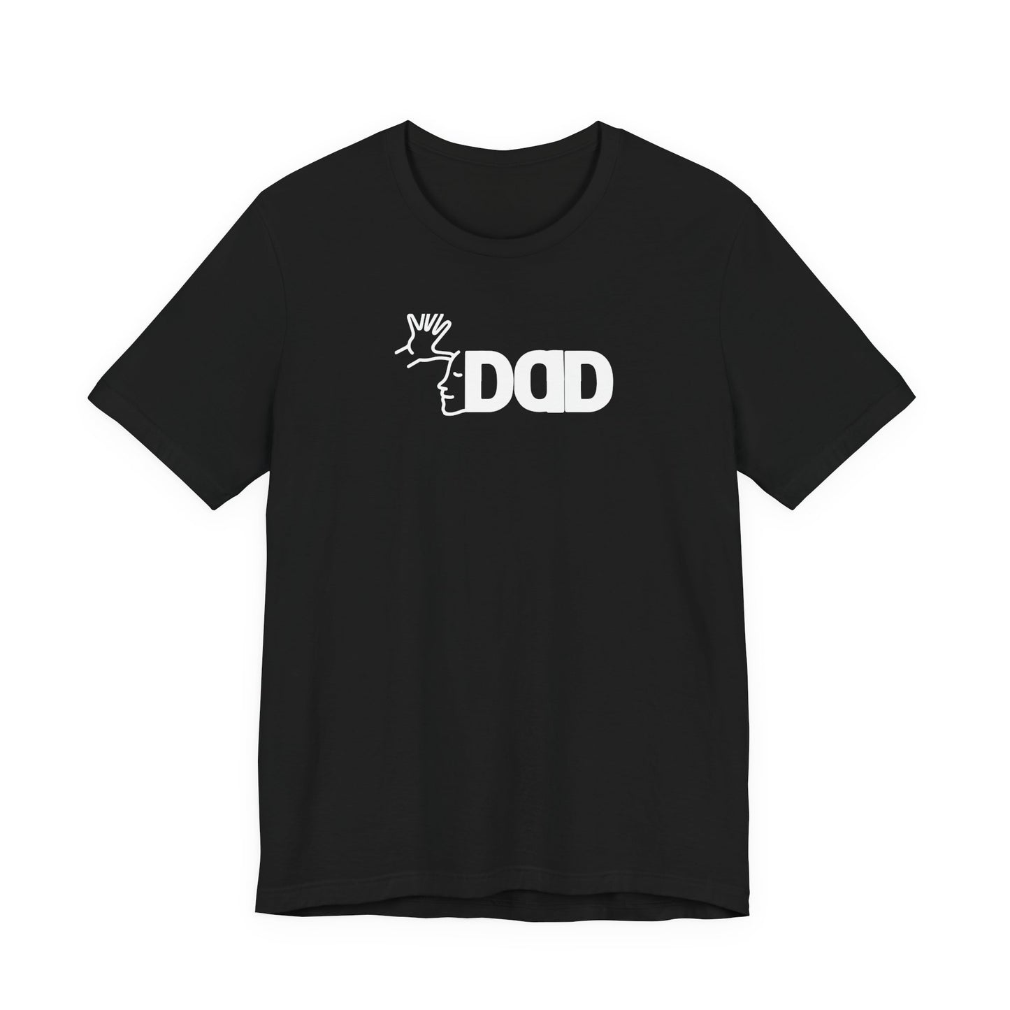 DAD in American Sign Language (WHITE decal) Unisex Jersey Short Sleeve Tee