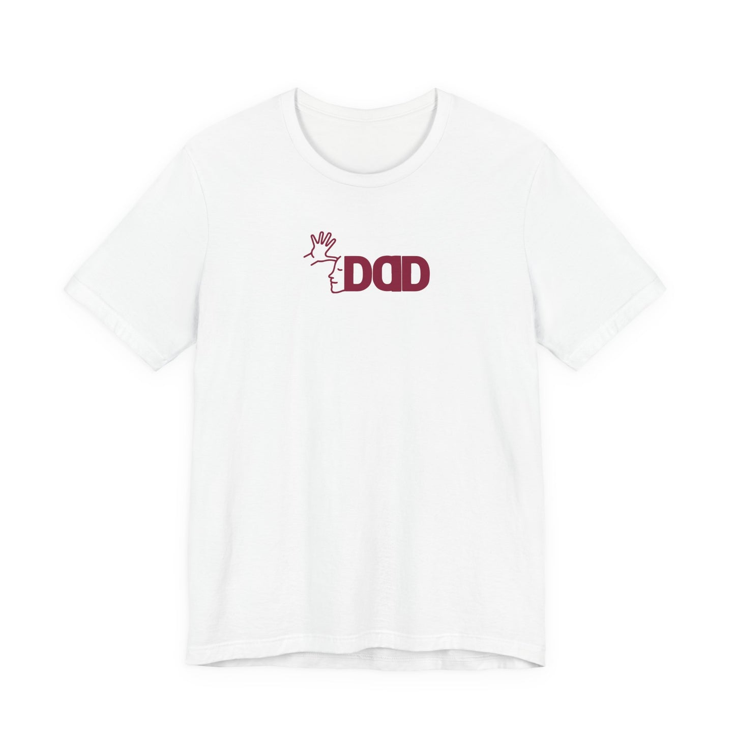 DAD in American Sign Language (Dark RED decal) Unisex Jersey Short Sleeve Tee