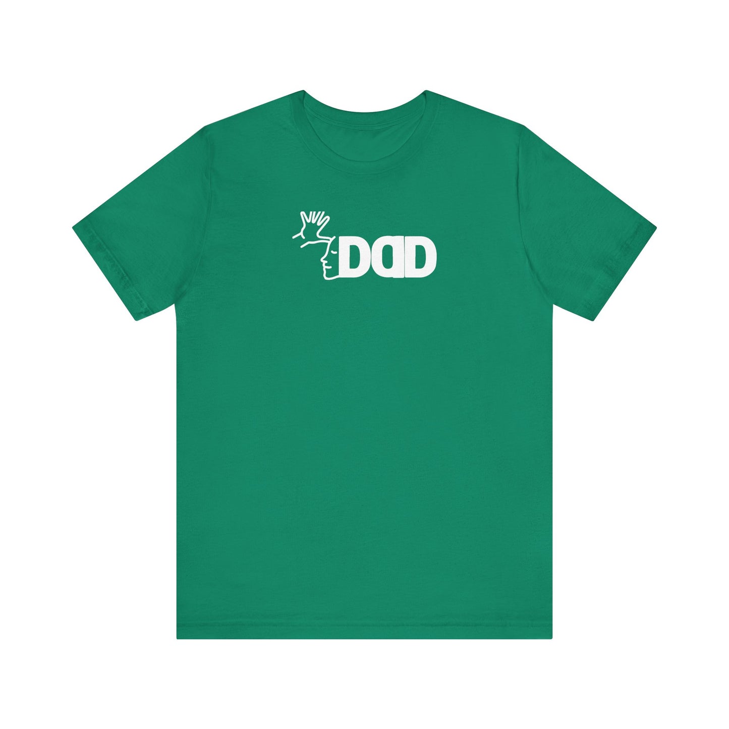 DAD in American Sign Language (WHITE decal) Unisex Jersey Short Sleeve Tee
