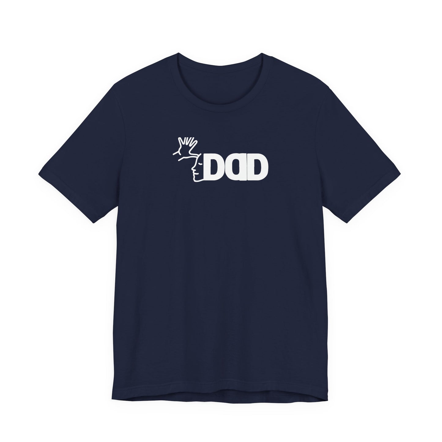 DAD in American Sign Language (WHITE decal) Unisex Jersey Short Sleeve Tee