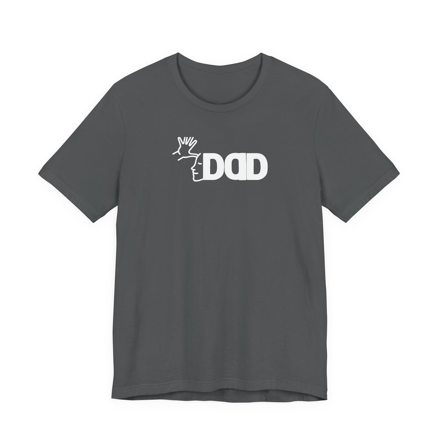 DAD in American Sign Language (WHITE decal) Unisex Jersey Short Sleeve Tee