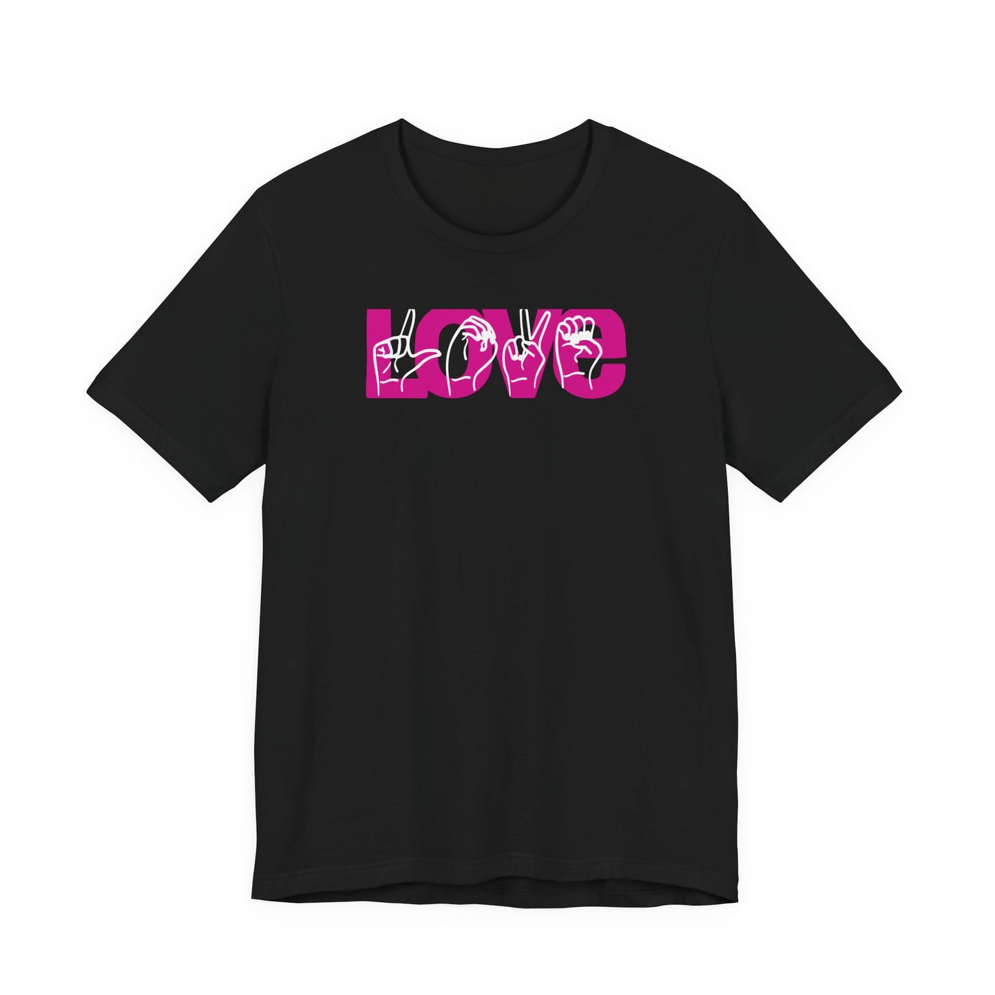 LOVE (2-tone) in American Sign Language (ASL), Unisex Jersey Short Sleeve Tee