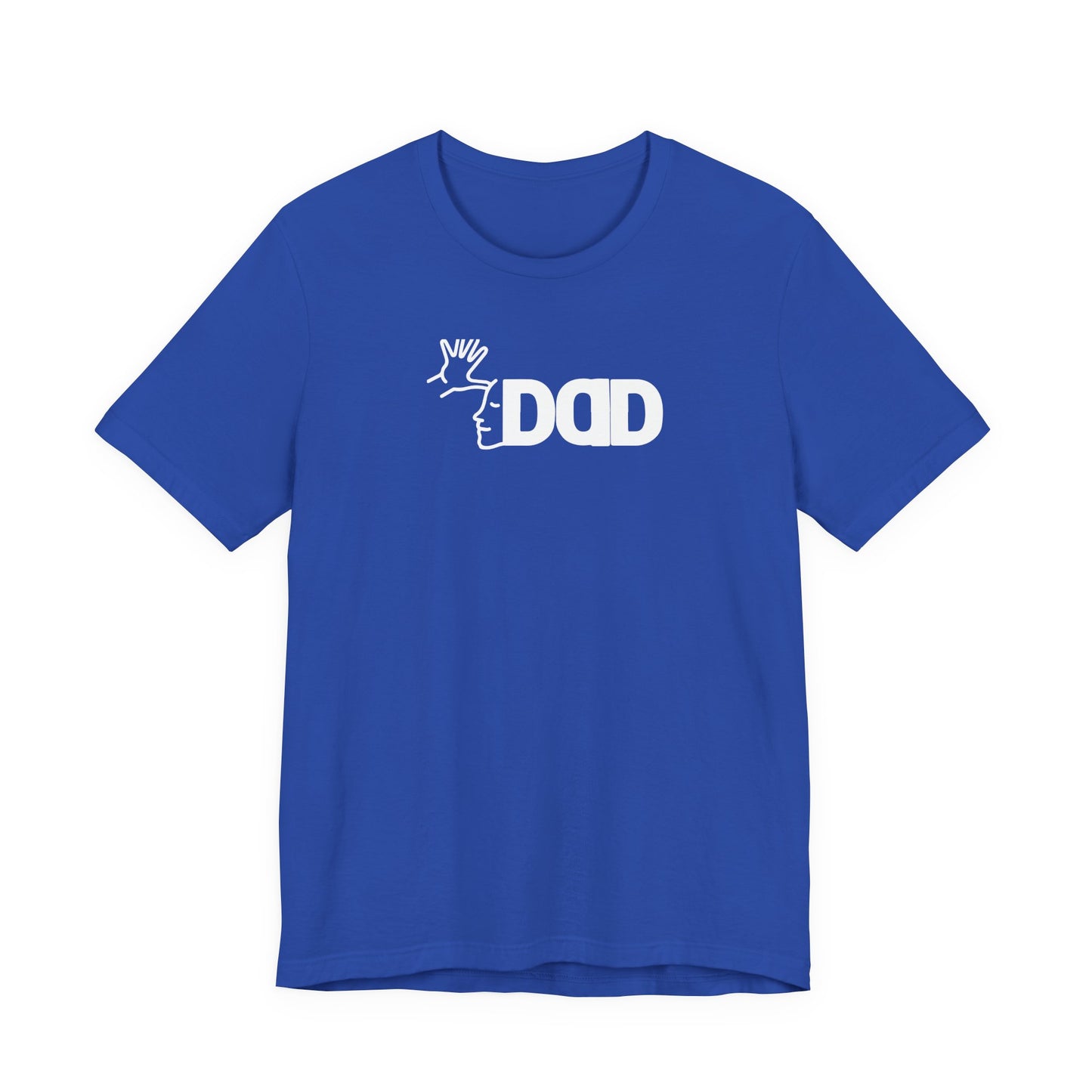 DAD in American Sign Language (WHITE decal) Unisex Jersey Short Sleeve Tee
