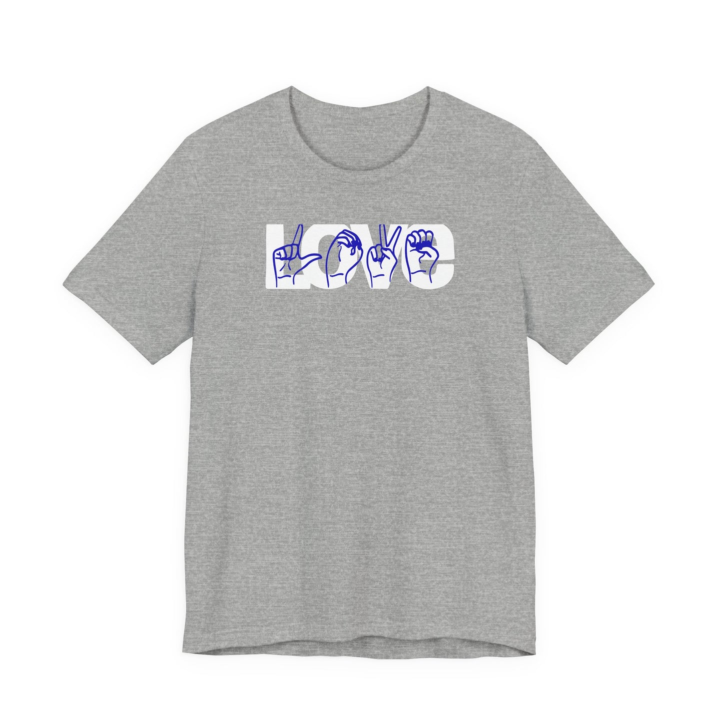 LOVE (2-tone) in American Sign Language (ASL), Unisex Jersey Short Sleeve Tee