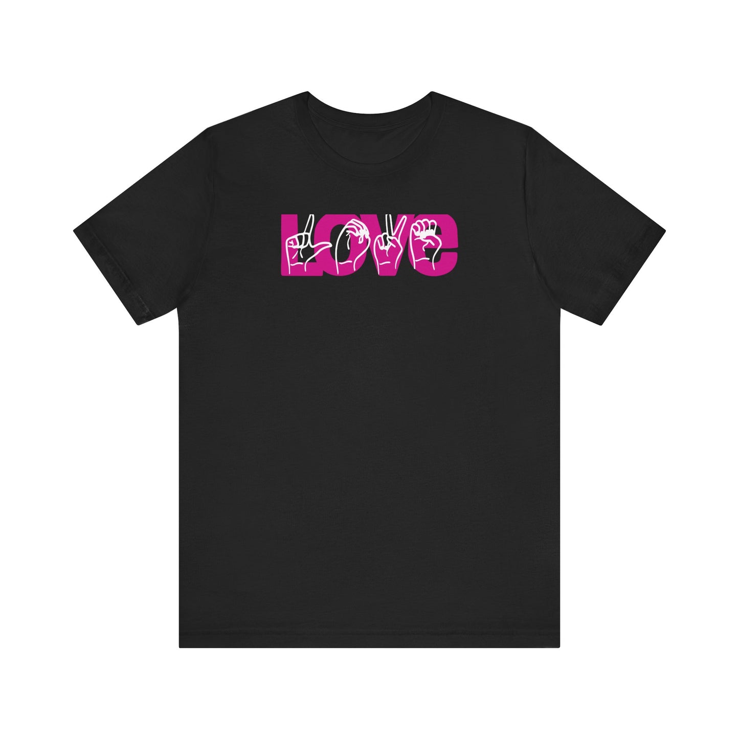 LOVE (2-tone) in American Sign Language (ASL), Unisex Jersey Short Sleeve Tee
