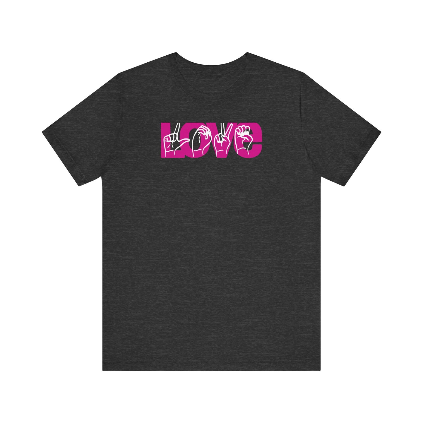 LOVE (2-tone) in American Sign Language (ASL), Unisex Jersey Short Sleeve Tee