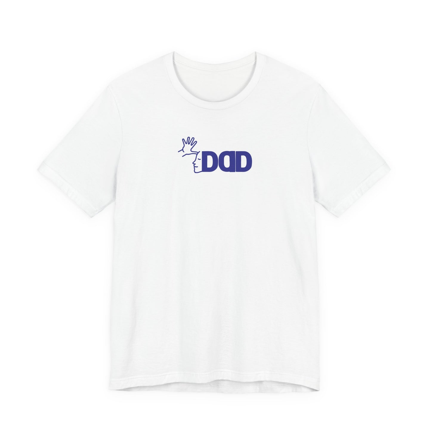 DAD in American Sign Language (BLUE decal) Unisex Jersey Short Sleeve Tee