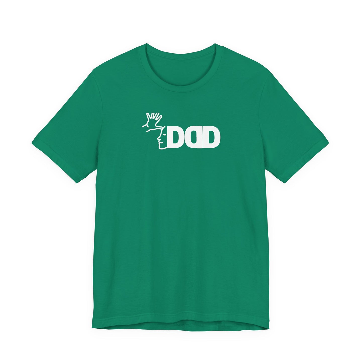 DAD in American Sign Language (WHITE decal) Unisex Jersey Short Sleeve Tee