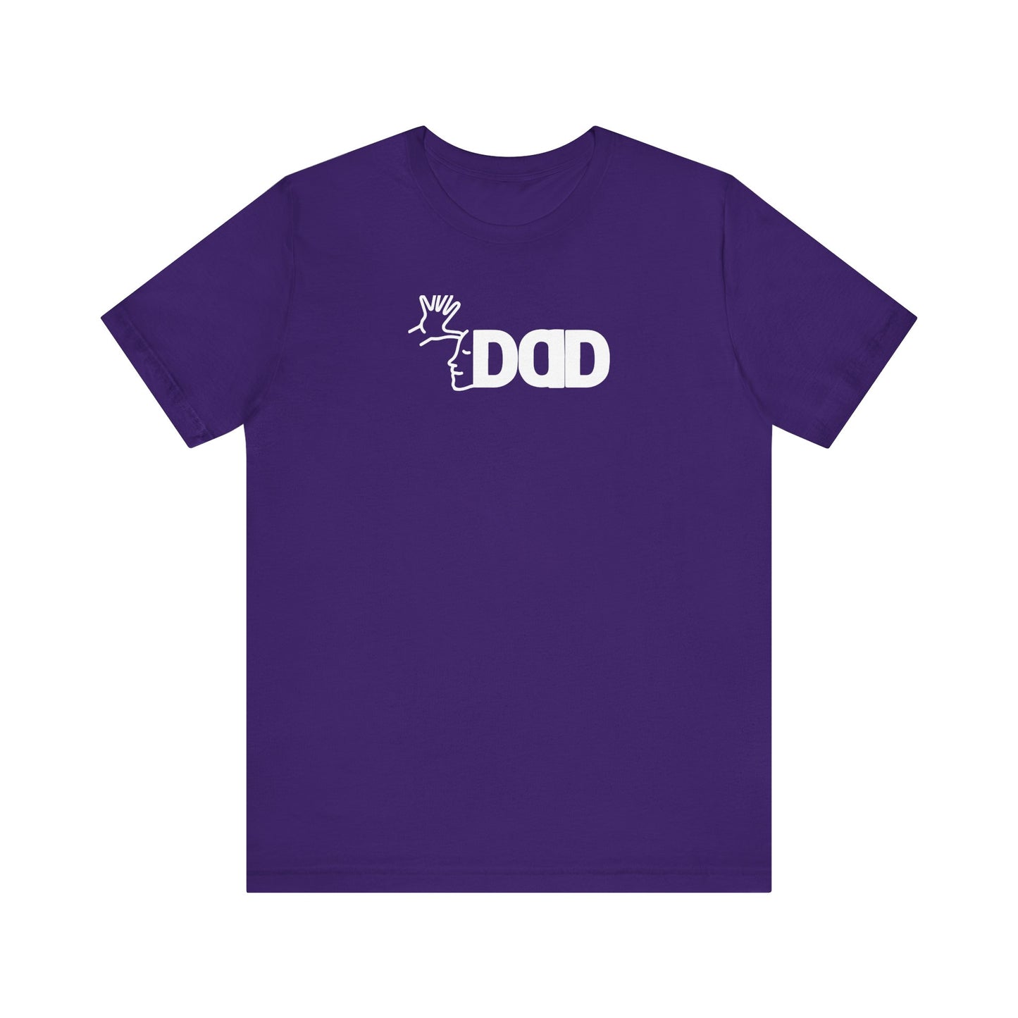 DAD in American Sign Language (WHITE decal) Unisex Jersey Short Sleeve Tee
