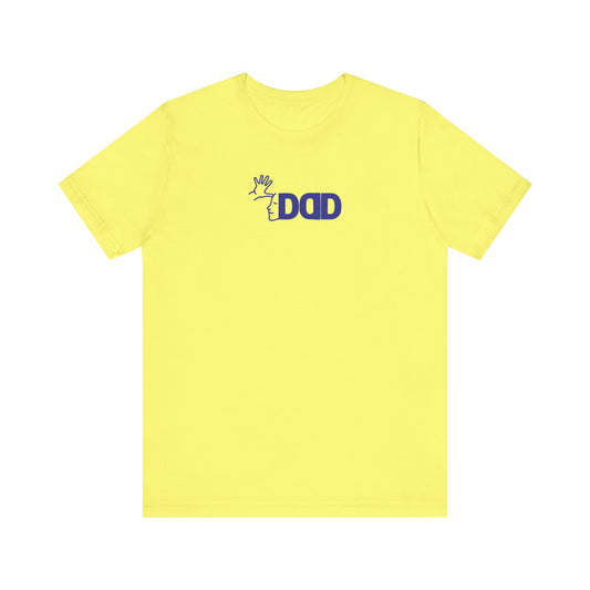 DAD in American Sign Language (BLUE decal) Unisex Jersey Short Sleeve Tee