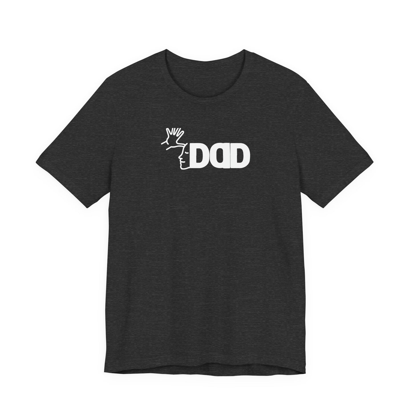 DAD in American Sign Language (WHITE decal) Unisex Jersey Short Sleeve Tee