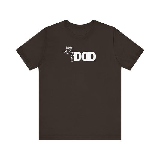 DAD in American Sign Language (WHITE decal) Unisex Jersey Short Sleeve Tee