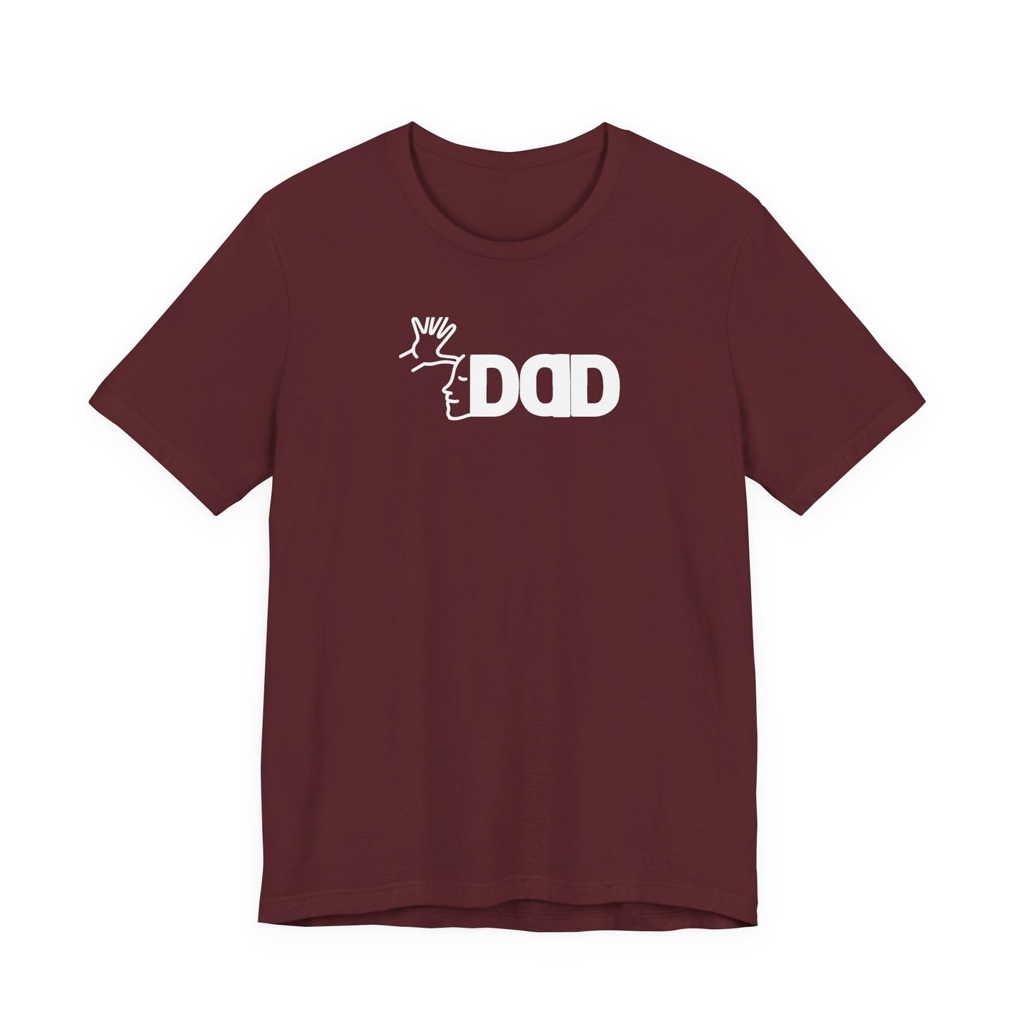 DAD in American Sign Language (WHITE decal) Unisex Jersey Short Sleeve Tee
