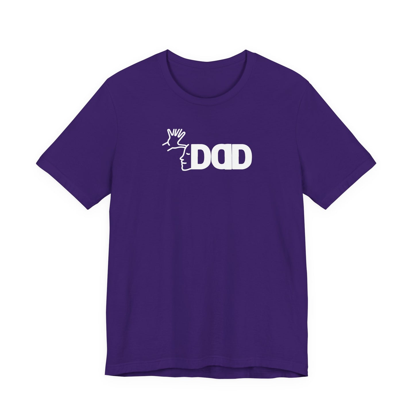DAD in American Sign Language (WHITE decal) Unisex Jersey Short Sleeve Tee