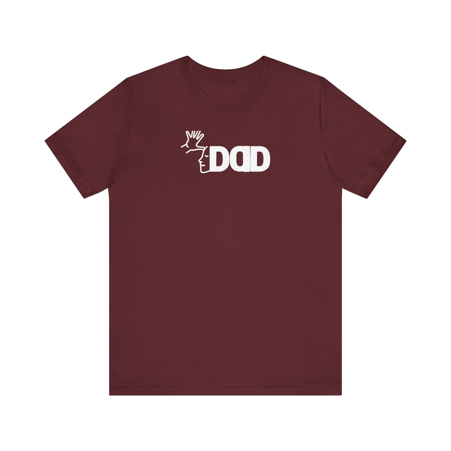 DAD in American Sign Language (WHITE decal) Unisex Jersey Short Sleeve Tee