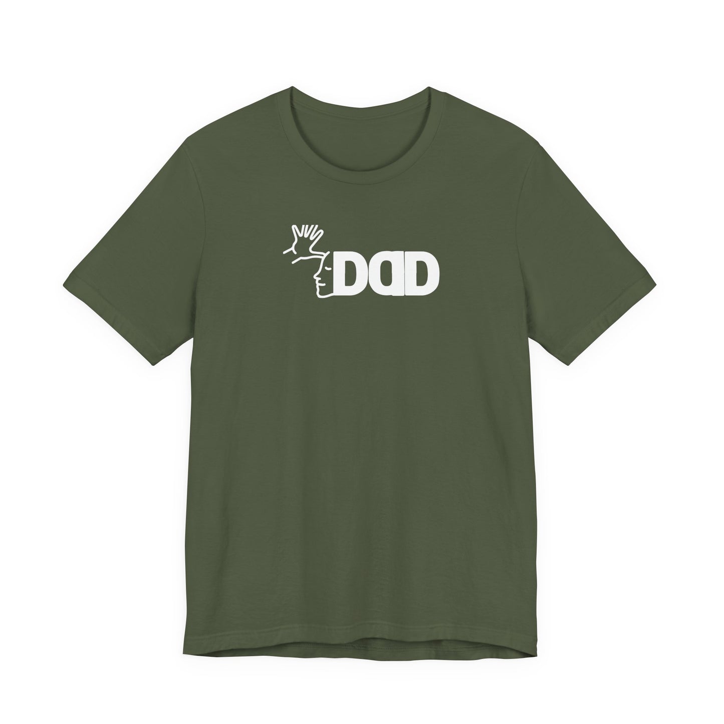 DAD in American Sign Language (WHITE decal) Unisex Jersey Short Sleeve Tee