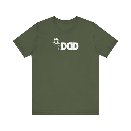 DAD in American Sign Language (WHITE decal) Unisex Jersey Short Sleeve Tee