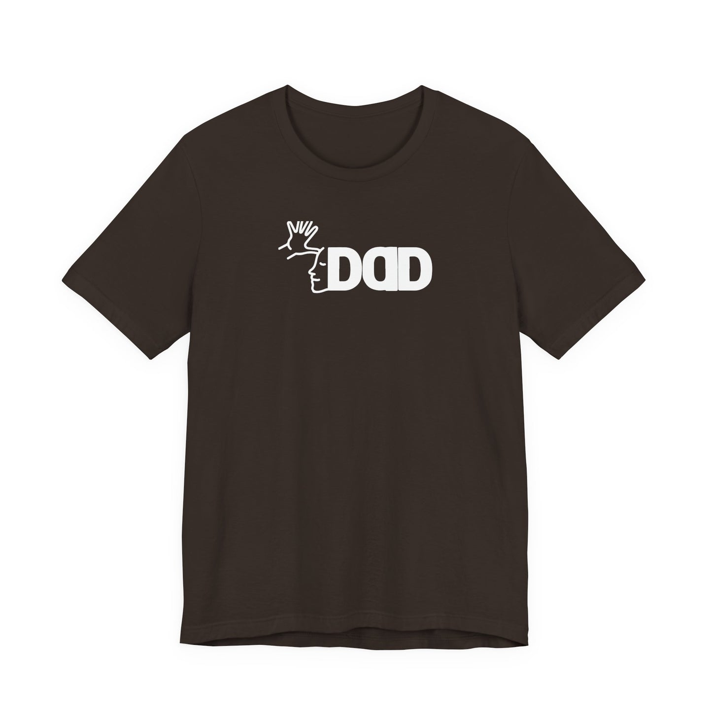 DAD in American Sign Language (WHITE decal) Unisex Jersey Short Sleeve Tee