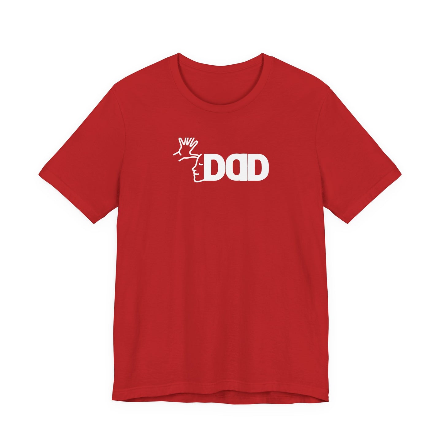 DAD in American Sign Language (WHITE decal) Unisex Jersey Short Sleeve Tee