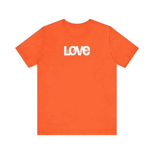 LOVE (White Design) in American Sign Language, Unisex Jersey Short Sleeve Tee